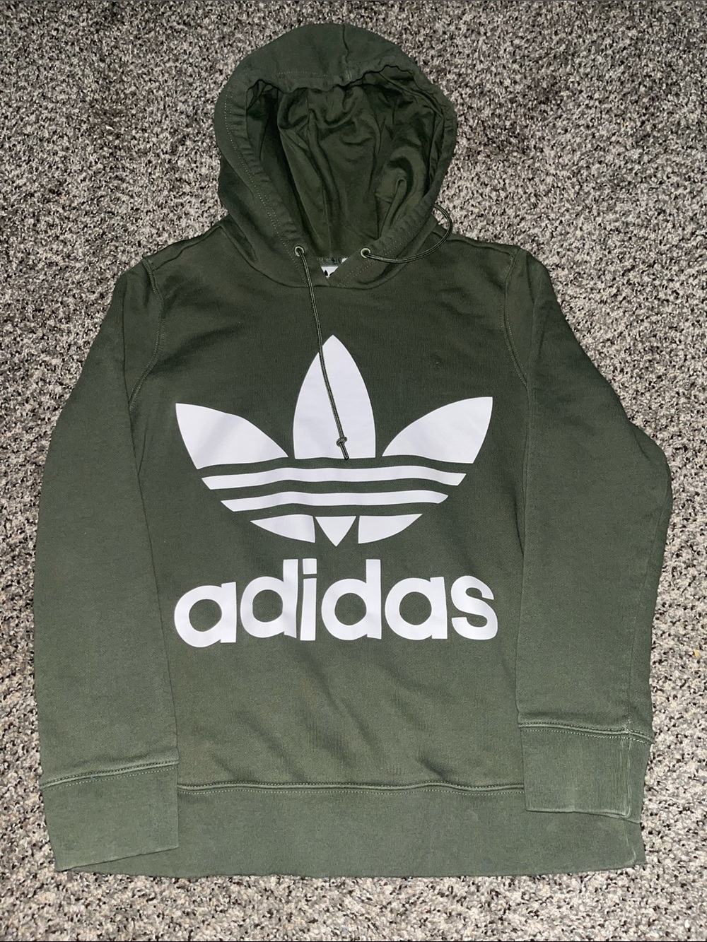 adidas Men’s Crewneck Hoodie in Olive Green with White Trefoil